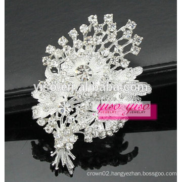 elegant vintage crystal brooch with blooming flower